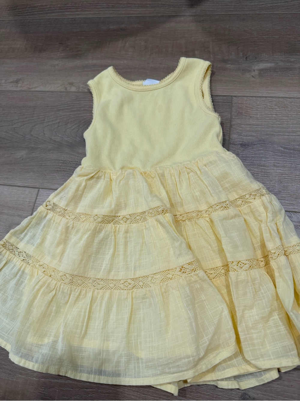 GAP Girls Pale Yellow Tiered Lace-Trim Sundress